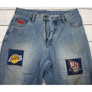 Vintage Y2K UNK NBA Jeans Mens 36x28 Team Patches Baggy Denim